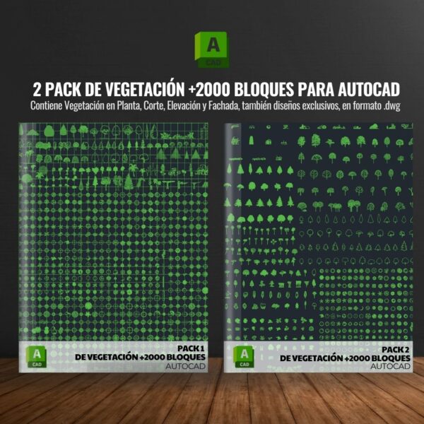 2 PACK DE VEGETACIÓN +2000 BLOQUES PARA AUTOCAD