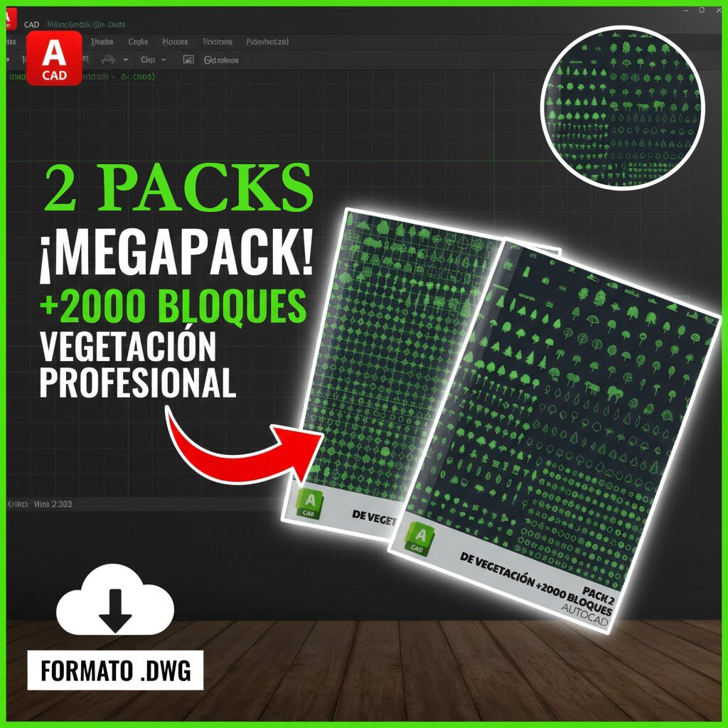 2 PACK DE VEGETACIÓN +2000 BLOQUES PARA AUTOCAD