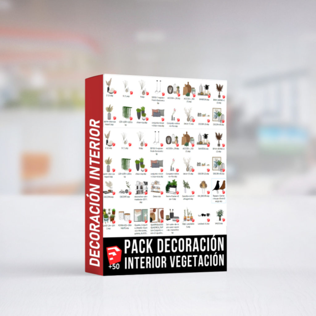 PACK DE DECORACIÓN INTERIOR +50 BLOQUES PARA SKETCHUP - ARQUITECTURA ID-ART