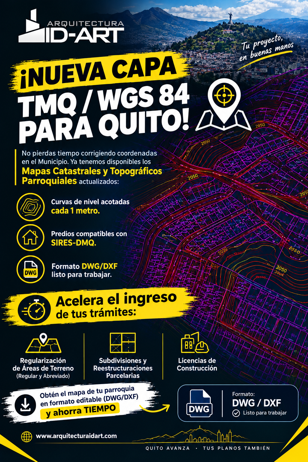MAPA CATASTRAL Y TOPOGRÁFICO GEORREFERENCIADO WGS84 TMQ SIRES DMQ