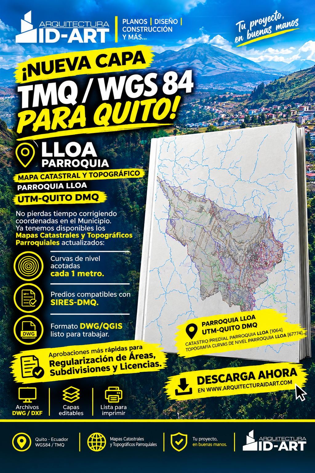PARROQUIA LLOA MAPA PREDIAL Y TOPOGRÁFICO (CURVAS DE NIVEL) DM QUITO UTM TMQ SIRES DMQ