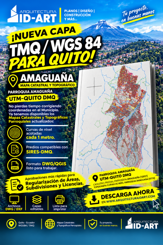 PARROQUIA AMAGUAÑA MAPA PREDIAL Y TOPOGRÁFICO (CURVAS DE NIVEL) DM QUITO UTM TMQ SIRES DMQ
