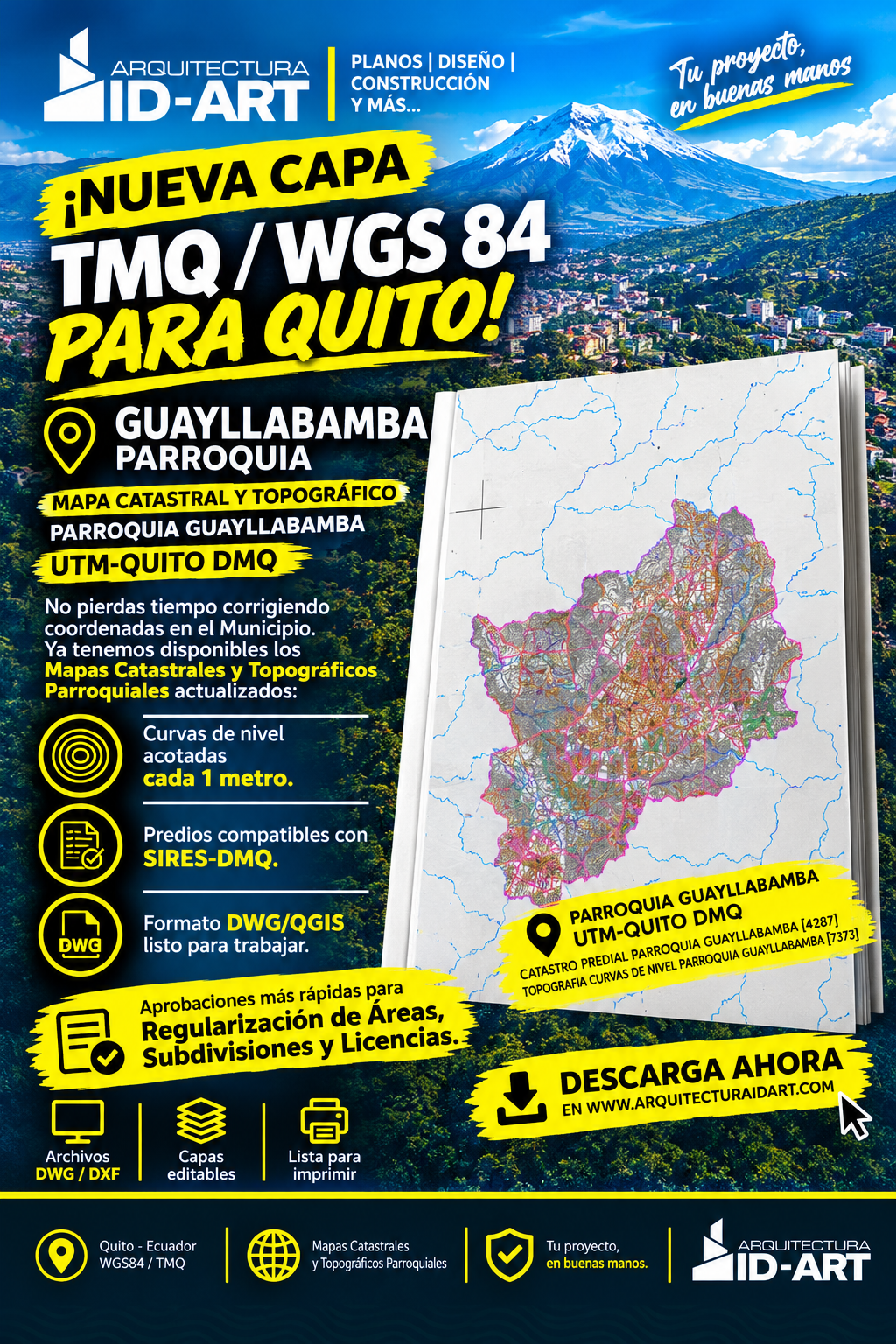 GUAYLLABAMBA PARROQUIA MAPA CATASTRAL Y TOPOGRÁFICO GEORREFERENCIADO WGS84 TMQ / SIRES-DMQ