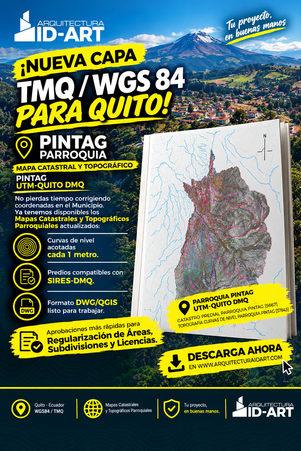 PARROQUIA PINTAG MAPA PREDIAL Y TOPOGRÁFICO (CURVAS DE NIVEL) DM QUITO UTM TMQ SIRES DMQ