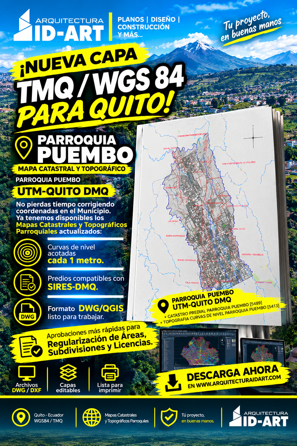 PARROQUIA PUEMBO MAPA PREDIAL Y TOPOGRÁFICO (CURVAS DE NIVEL) DM QUITO UTM TMQ SIRES DMQ