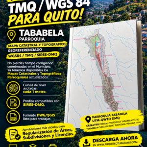 PARROQUIA TABABELA MAPA PREDIAL Y TOPOGRÁFICO (CURVAS DE NIVEL) DM QUITO UTM TMQ SIRES DMQ