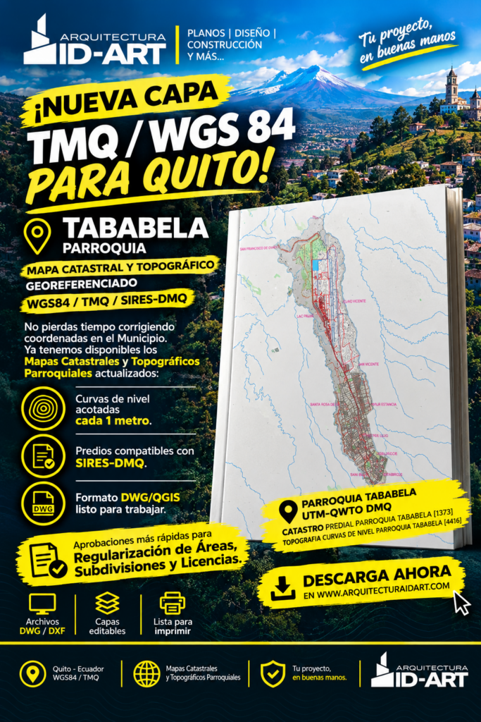 PARROQUIA TABABELA MAPA PREDIAL Y TOPOGRÁFICO (CURVAS DE NIVEL) DM QUITO UTM TMQ SIRES DMQ