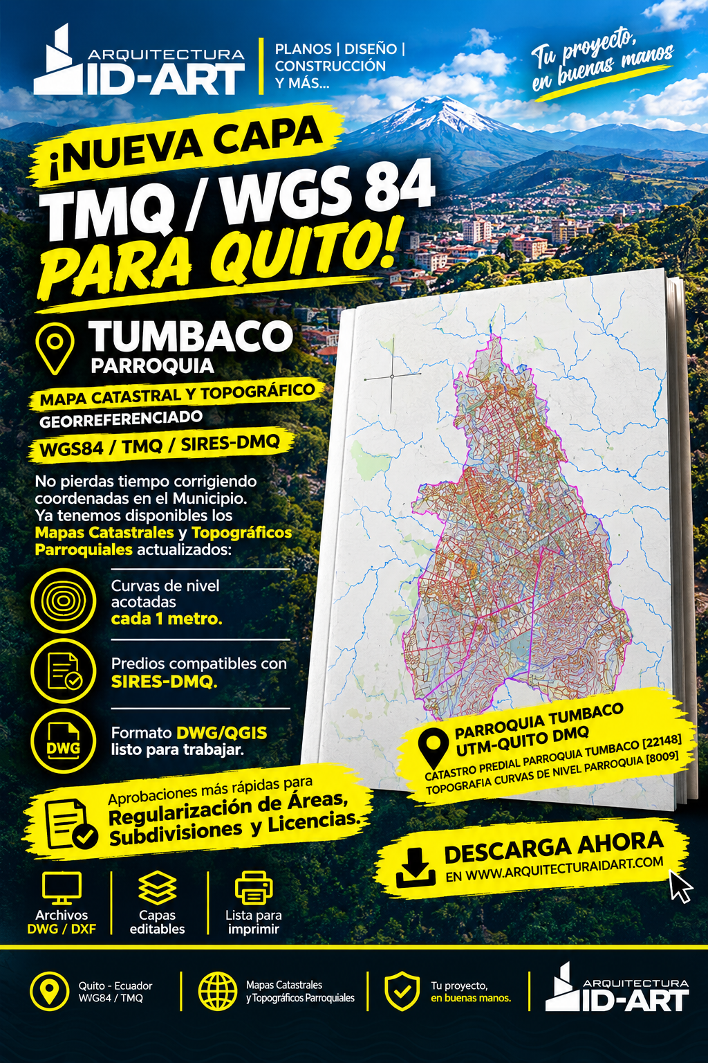 TUMBACO PARROQUIA MAPA CATASTRAL Y TOPOGRÁFICO GEORREFERENCIADO WGS84 TMQ / SIRES-DMQ