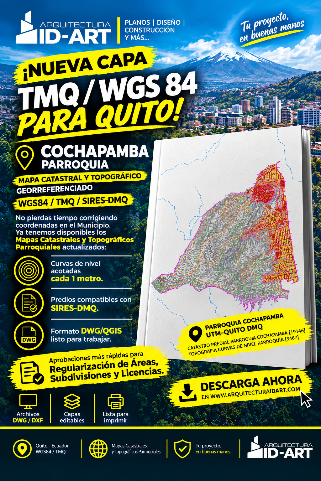 PARROQUIA COCHAPAMBA MAPA PREDIAL Y TOPOGRÁFICO (CURVAS DE NIVEL) DM QUITO UTM TMQ SIRES DMQ