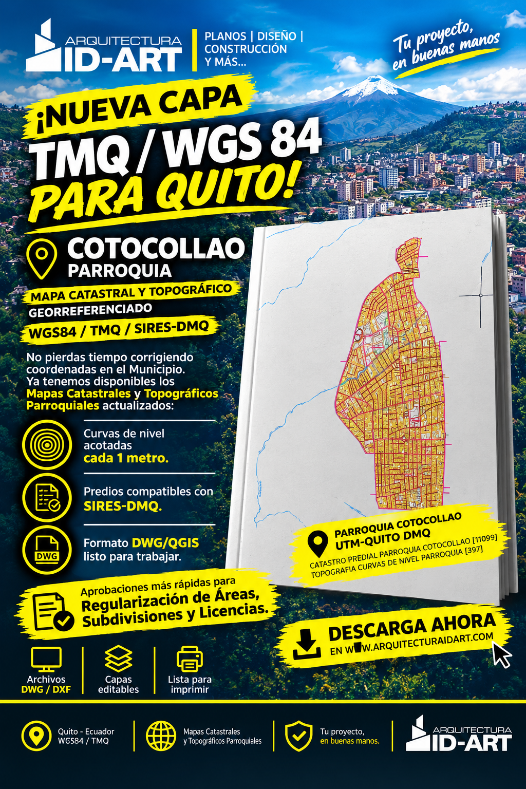 PARROQUIA COTOCOLLAO MAPA PREDIAL Y TOPOGRÁFICO (CURVAS DE NIVEL) DM QUITO UTM TMQ SIRES DMQ