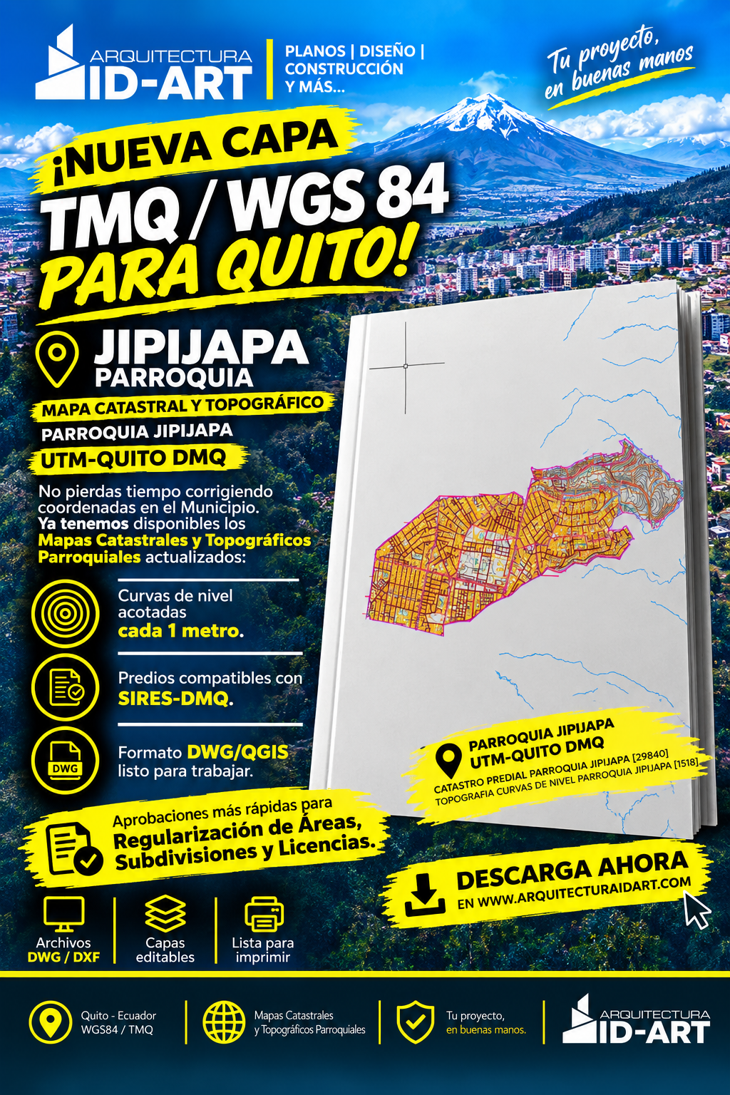 PARROQUIA JIPIJAPA MAPA PREDIAL Y TOPOGRÁFICO (CURVAS DE NIVEL) DM QUITO UTM TMQ SIRES DMQ