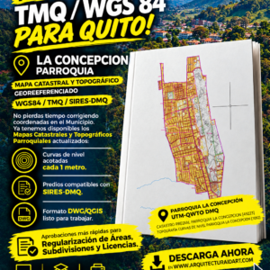 PARROQUIA LA CONCEPCIÓN MAPA PREDIAL Y TOPOGRÁFICO (CURVAS DE NIVEL) DM QUITO UTM TMQ SIRES DMQ