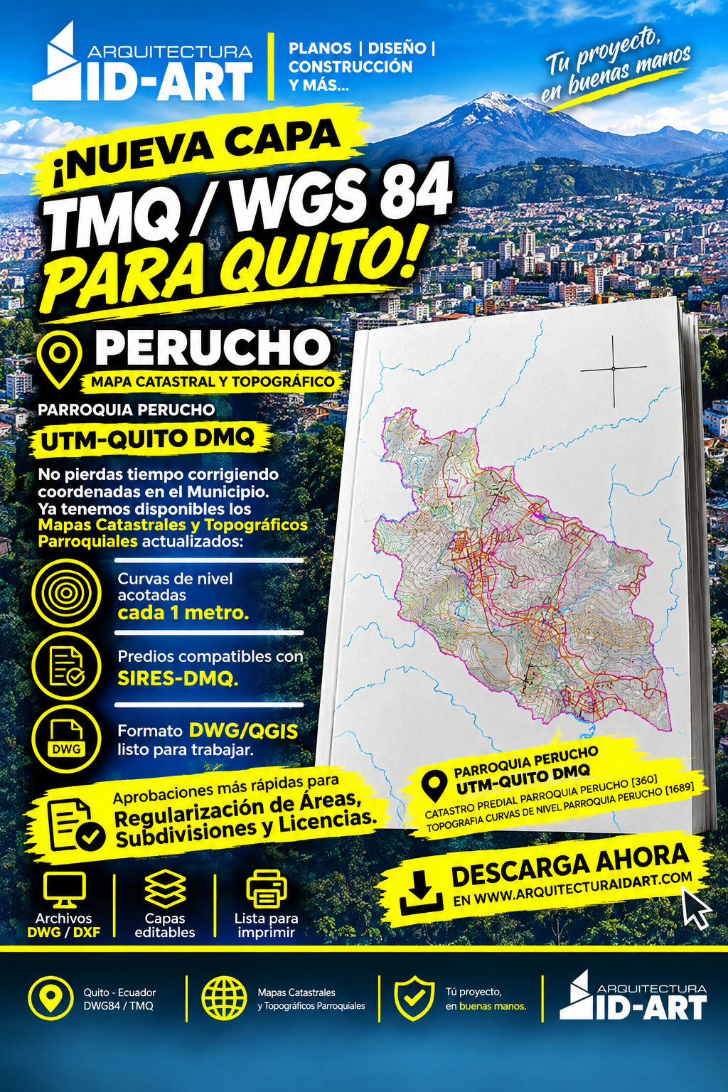 PARROQUIA PERUCHO MAPA PREDIAL Y TOPOGRÁFICO (CURVAS DE NIVEL) DM QUITO UTM TMQ SIRES DMQ