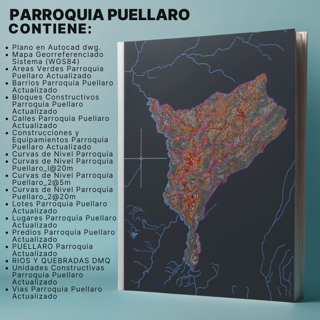 PACK PLANO TOPOGRAFICO CURVAS DE NIVEL + LIMITES POLITICOS y mapa predial de la PARROQUIA PUELLARO