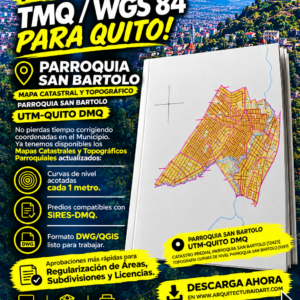 PARROQUIA SAN BARTOLO MAPA PREDIAL Y TOPOGRÁFICO (CURVAS DE NIVEL) DM QUITO UTM TMQ SIRES DMQ