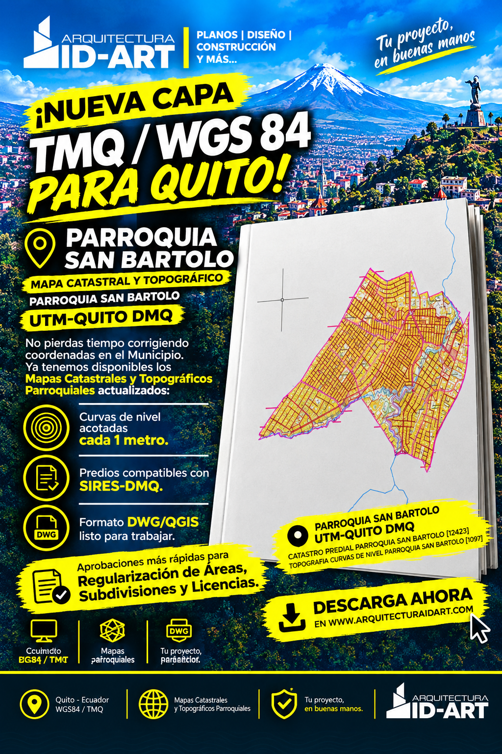 PARROQUIA SAN BARTOLO MAPA PREDIAL Y TOPOGRÁFICO (CURVAS DE NIVEL) DM QUITO UTM TMQ SIRES DMQ