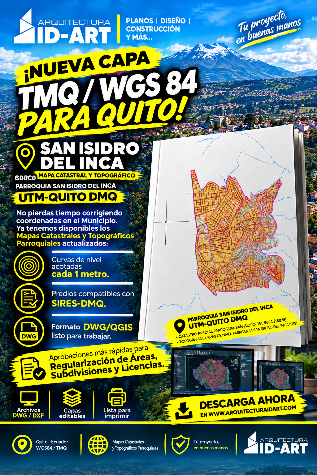 PARROQUIA SAN ISIDRO DEL INCA MAPA PREDIAL Y TOPOGRÁFICO (CURVAS DE NIVEL) DM QUITO UTM TMQ SIRES DMQ