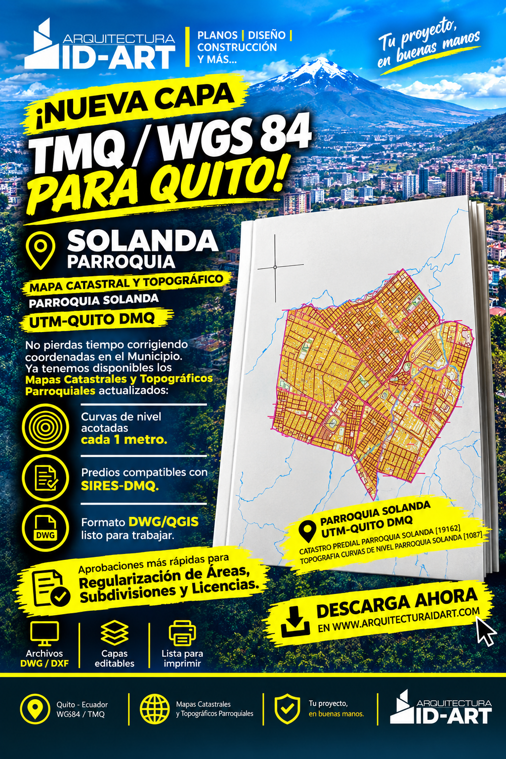 PARROQUIA SOLANDA MAPA PREDIAL Y TOPOGRÁFICO (CURVAS DE NIVEL) DM QUITO UTM TMQ SIRES DMQ