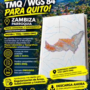 PARROQUIA ZAMBIZA MAPA PREDIAL Y TOPOGRÁFICO (CURVAS DE NIVEL) DM QUITO UTM TMQ SIRES DMQ