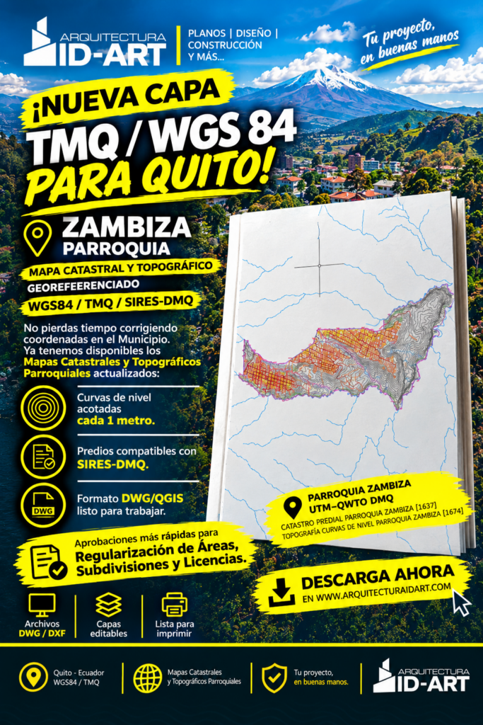 PARROQUIA ZAMBIZA MAPA PREDIAL Y TOPOGRÁFICO (CURVAS DE NIVEL) DM QUITO UTM TMQ SIRES DMQ