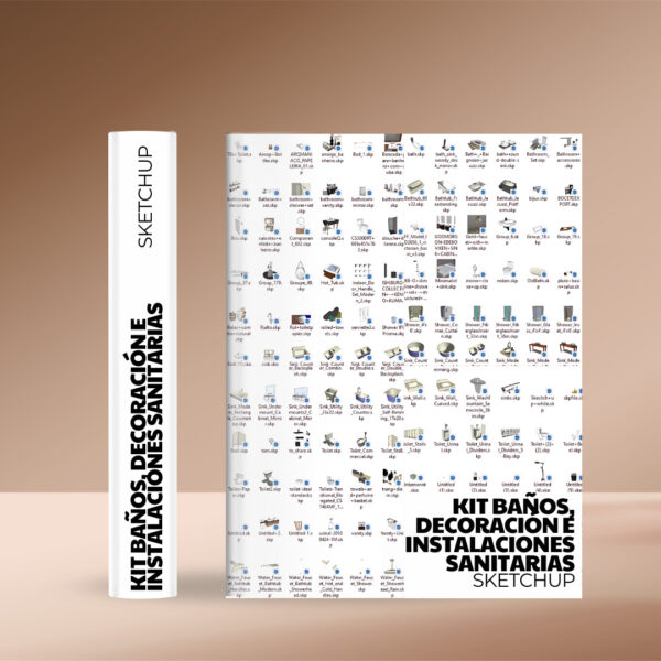 KIT DE BAÑOS + PACK DE DECORACIÓN E INSTALACIONES SANITARIAS +144 BLOQUES PARA SKETCHUP