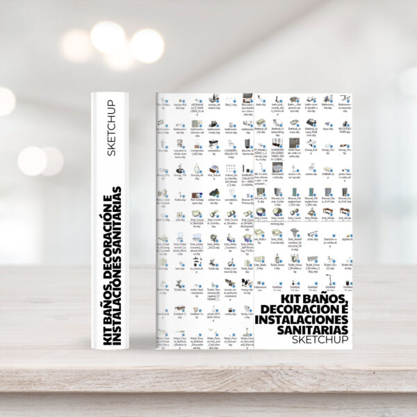 KIT DE BAÑOS + PACK DE DECORACIÓN E INSTALACIONES SANITARIAS +100 BLOQUES PARA SKETCHUP