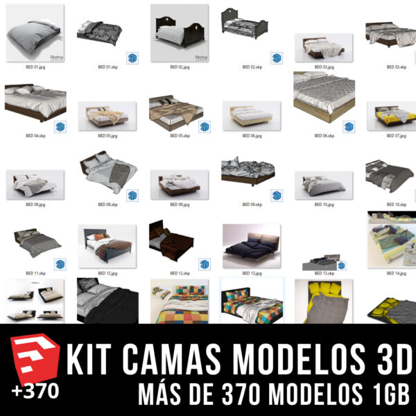 KIT CAMAS + PACK DE MODELOS 3D +373 BLOQUES PARA SKETCHUP
