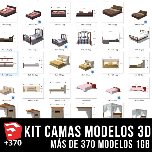 KIT CAMAS + PACK DE MODELOS 3D +373 BLOQUES PARA SKETCHUP