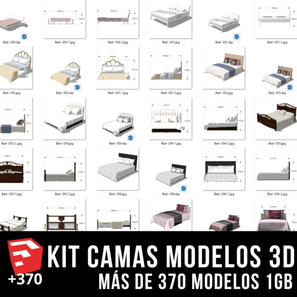 KIT CAMAS + PACK DE MODELOS 3D +373 BLOQUES PARA SKETCHUP