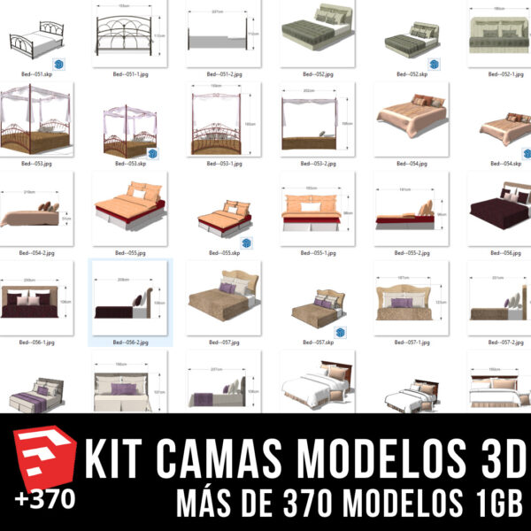 KIT CAMAS + PACK DE MODELOS 3D +373 BLOQUES PARA SKETCHUP