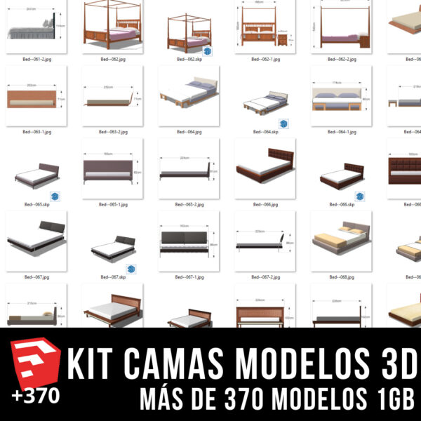 KIT CAMAS + PACK DE MODELOS 3D +373 BLOQUES PARA SKETCHUP