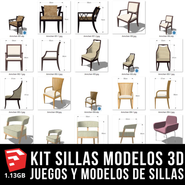 KIT SILLAS MODELOS 3D SKETCHUP-09