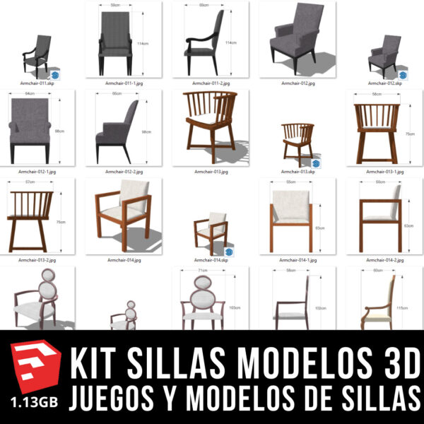 KIT SILLAS MODELOS 3D SKETCHUP-09