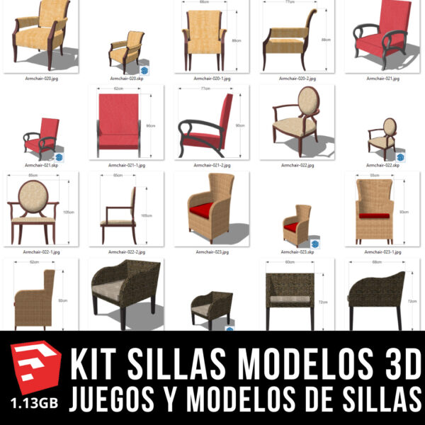 KIT SILLAS MODELOS 3D SKETCHUP-09