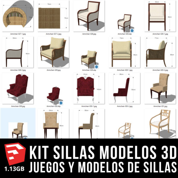 KIT SILLAS MODELOS 3D SKETCHUP-09