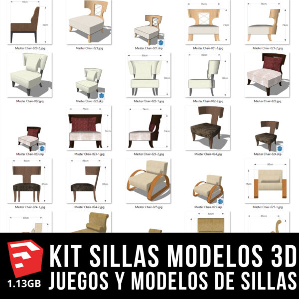 KIT SILLAS MODELOS 3D SKETCHUP-09