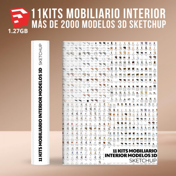 11 KITS MOBILIARIO INTERIOR MODELOS 3D SKETCHUP
