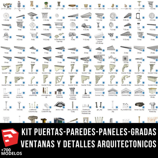 KIT 6x1 KIT PUERTAS-PAREDES-PANELES-GRADAS VENTANAS Y DETALLES ARQUITECTONICOS