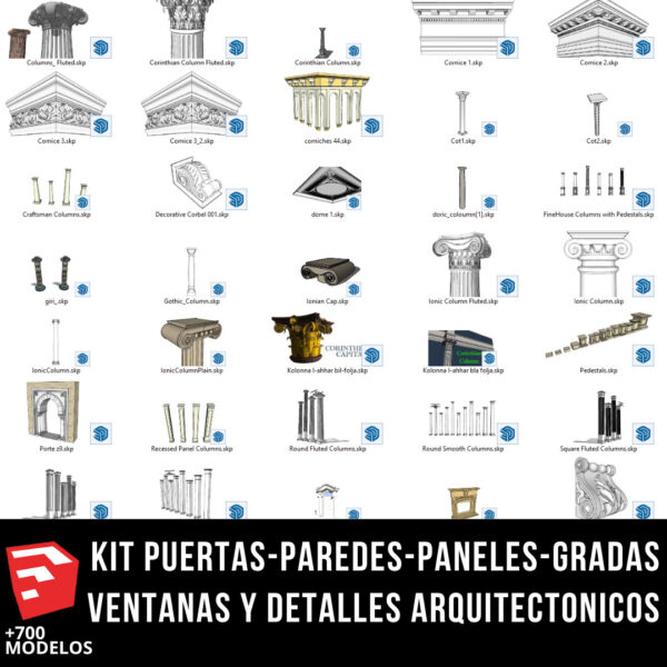 KIT 6x1 KIT PUERTAS-PAREDES-PANELES-GRADAS VENTANAS Y DETALLES ARQUITECTONICOS