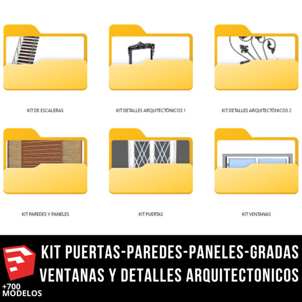 KIT 6x1 KIT PUERTAS-PAREDES-PANELES-GRADAS VENTANAS Y DETALLES ARQUITECTONICOS