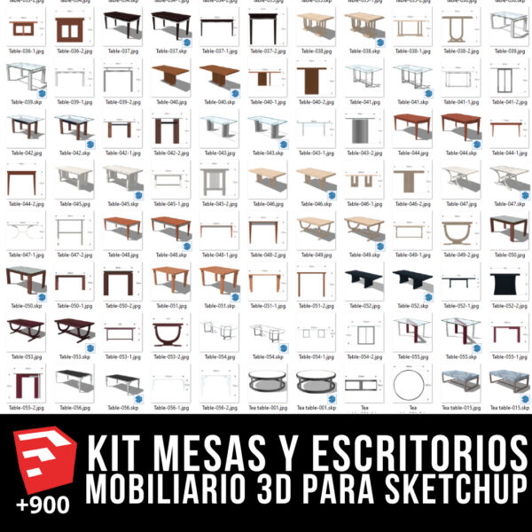 KIT MESAS Y ESCRITORIOS MOBILIARIO SKETCHUP