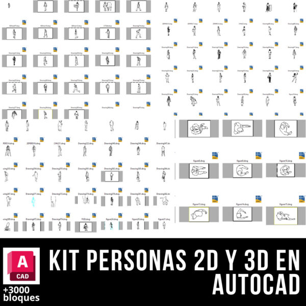 KIT DE PERSONAS +3000 BLOQUES DE PERSONAS DE AUTOCAD 2D Y 3D