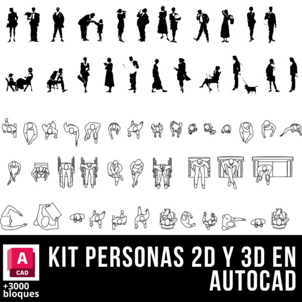 KIT DE PERSONAS +3000 BLOQUES DE PERSONAS DE AUTOCAD 2D Y 3D