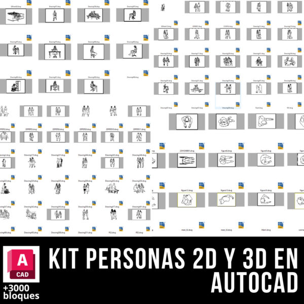 KIT DE PERSONAS +3000 BLOQUES DE PERSONAS DE AUTOCAD 2D Y 3D