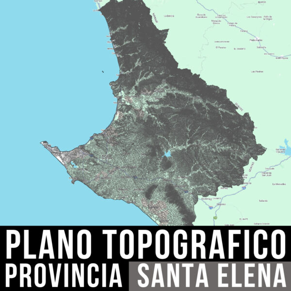 PACK PLANO TOPOGRAFICO CURVAS DE NIVEL Y POLITICO DE DE LA PROVINCIA DE SANTA ELENA
