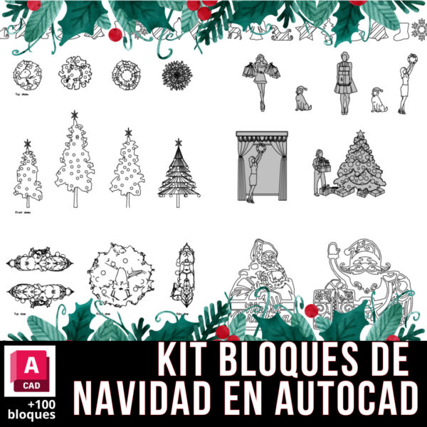 KIT BLOQUES DE NAVIDAD EN AUTOCAD