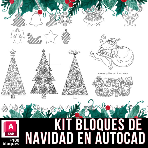 KIT BLOQUES DE NAVIDAD EN AUTOCAD