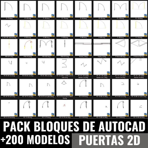 DESCARGA GRATIS PACK PUERTAS +200 BLOQUES EN AUTOCAD 2D Y 3D