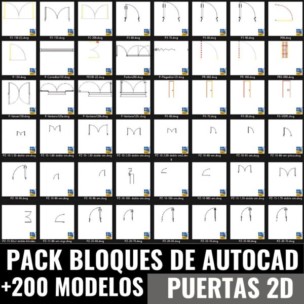DESCARGA GRATIS PACK PUERTAS +200 BLOQUES EN AUTOCAD 2D Y 3D - Imagen 3