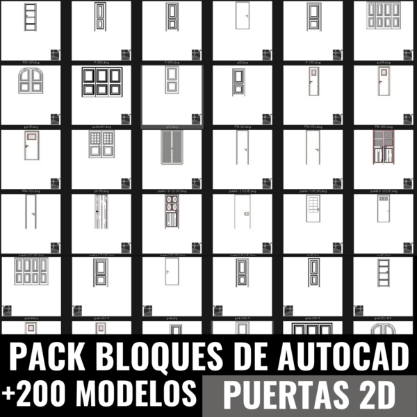 DESCARGA GRATIS PACK PUERTAS +200 BLOQUES EN AUTOCAD 2D Y 3D - Imagen 4